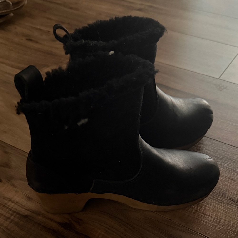 No. 6 Black Ankle Boots with Tan Soles